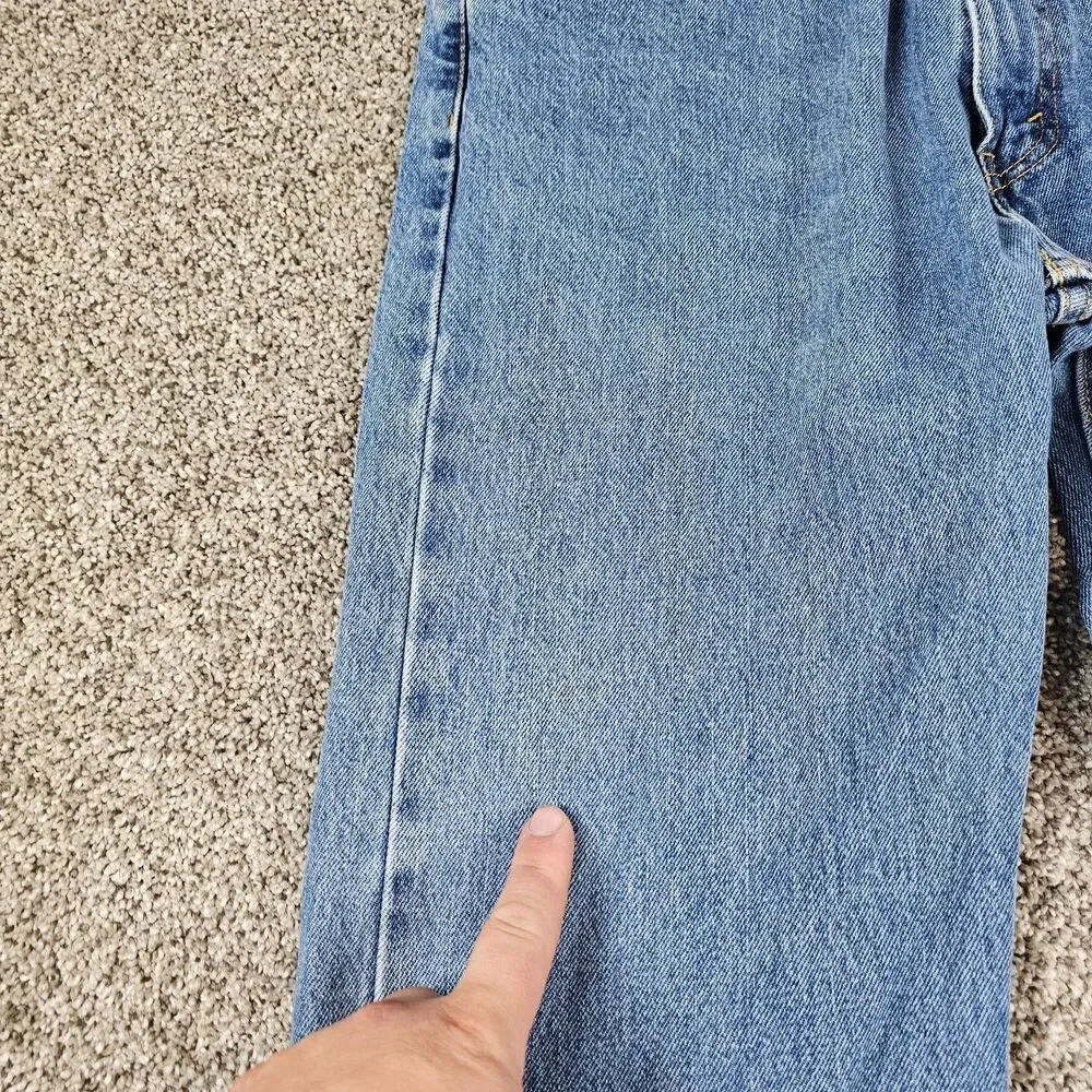 Levis 505 Jeans Mens 36x29 Blue Denim Regular Straight Grunge Distressed Skate